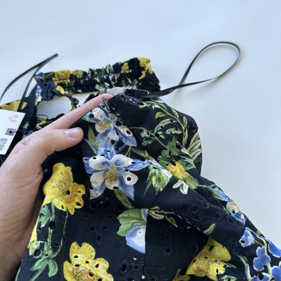 ZARA NWT WOMAN SS24 BLACK/YELLOW FLORAL PRINT MIDI DRESS Large $80 Ref 2157 052 - Picture 12 of 15